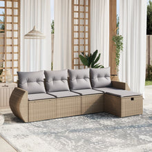 5-Delige Loungeset Met Kussens Poly Rattan Gemengd Beige