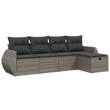 5-Delige Loungeset Met Kussens Poly Rattan Grijs