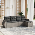 5-Delige Loungeset Met Kussens Poly Rattan Grijs