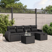 Loungeset 6-delig poly rattan zwart