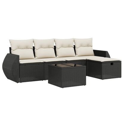 6-Delige Loungeset Met Kussens Poly Rattan Zwart
