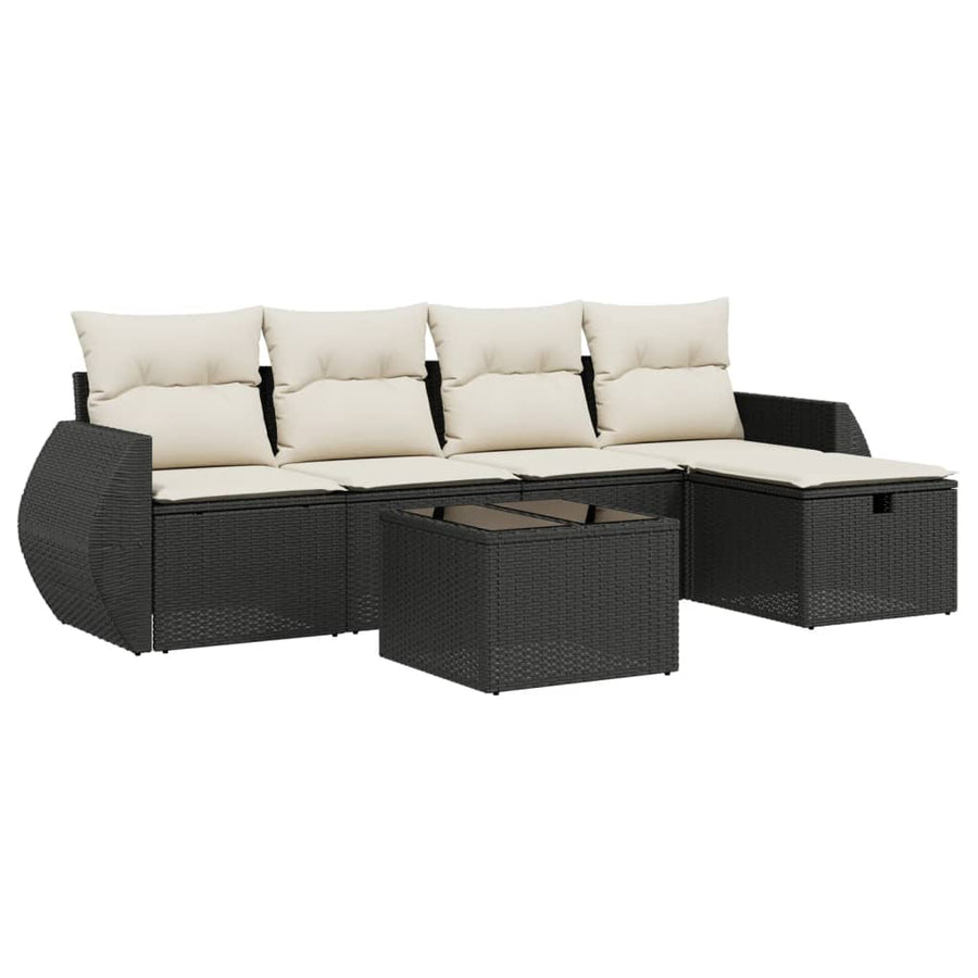6-Delige Loungeset Met Kussens Poly Rattan Zwart