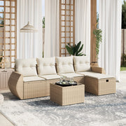 Loungeset 6-delig poly rattan beige