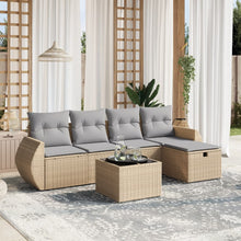 6-Delige Loungeset Met Kussens Poly Rattan Gemengd Beige