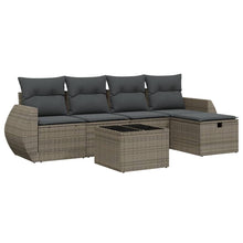6-Delige Loungeset Met Kussens Poly Rattan Grijs
