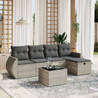 Loungeset 6-delig poly rattan lichtgrijs