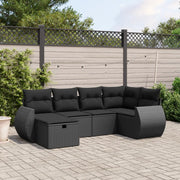 Loungeset 6-delig poly rattan zwart
