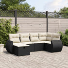 Loungeset 6-delig poly rattan zwart