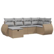 6-Delige Loungeset Met Kussens Poly Rattan Gemengd Beige