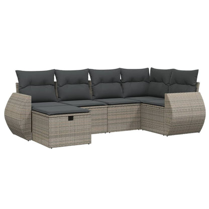 6-Delige Loungeset Met Kussens Poly Rattan Grijs