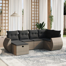 6-Delige Loungeset Met Kussens Poly Rattan Grijs