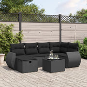 Loungeset 7-delig poly rattan zwart