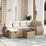 Loungeset 7-delig poly rattan beige