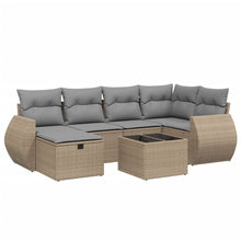 7-Delige Loungeset Met Kussens Poly Rattan Gemengd Beige
