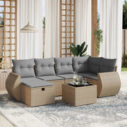 Loungeset 7-delig poly rattan gemengd beige