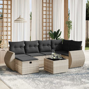 Loungeset 7-delig poly rattan lichtgrijs