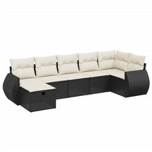 7-Delige Loungeset Met Kussens Poly Rattan Zwart