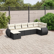 Loungeset 7-delig poly rattan zwart