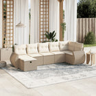 7-Delige Loungeset Met Kussens Poly Rattan Beige