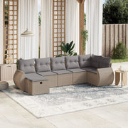 Loungeset 7-delig poly rattan gemengd beige