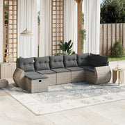 Loungeset 7-delig poly rattan grijs