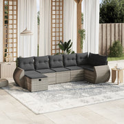 Loungeset 7-delig poly rattan lichtgrijs