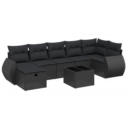 8-Delige Loungeset Met Kussens Poly Rattan Zwart