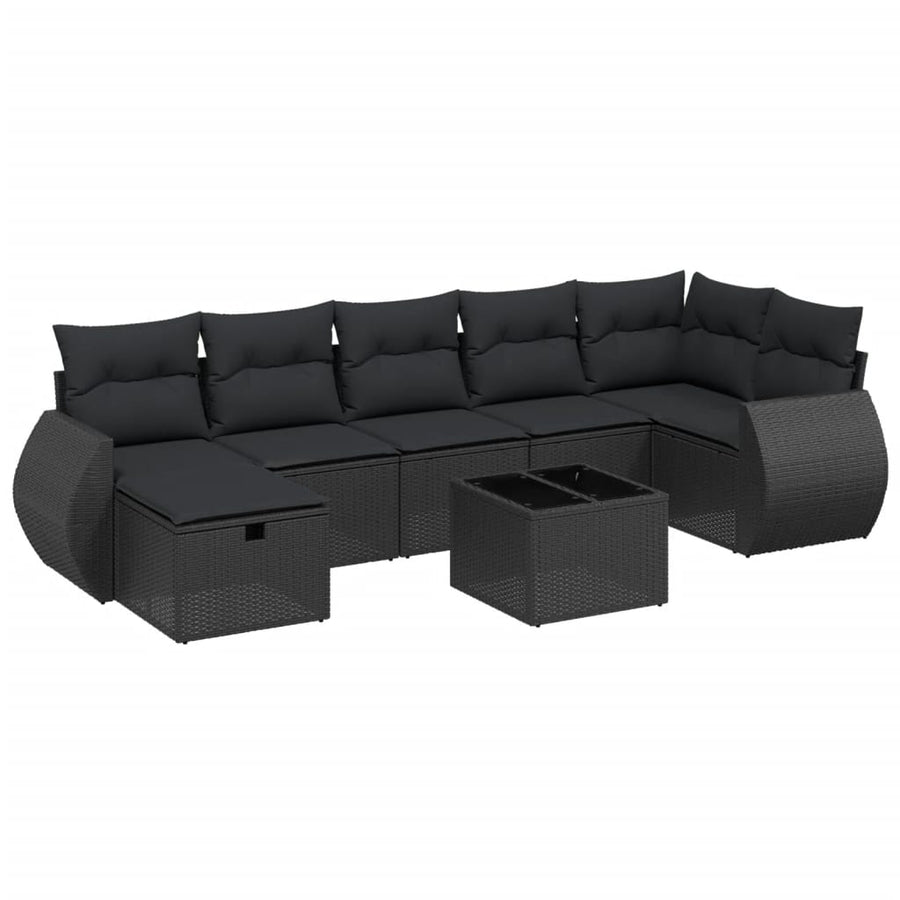 8-Delige Loungeset Met Kussens Poly Rattan Zwart