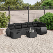 Loungeset 8-delig poly rattan zwart