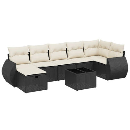 8-Delige Loungeset Met Kussens Poly Rattan Zwart
