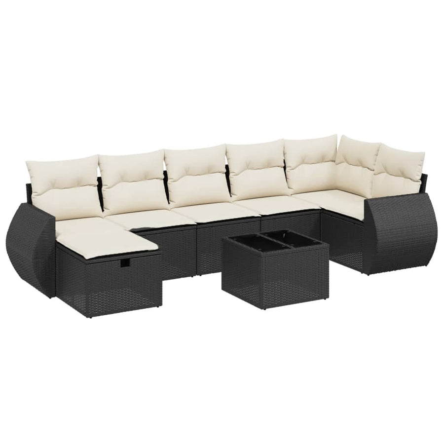 8-Delige Loungeset Met Kussens Poly Rattan Zwart