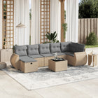 8-Delige Loungeset Met Kussens Poly Rattan Gemengd Beige