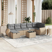 Loungeset 8-delig poly rattan gemengd beige