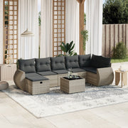 Loungeset 8-delig poly rattan lichtgrijs