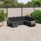 7-Delige Loungeset Met Kussens Poly Rattan Zwart