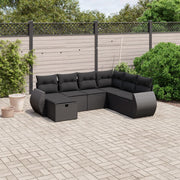 Loungeset 7-delig poly rattan zwart
