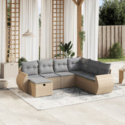 Loungeset 7-delig poly rattan gemengd beige