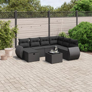 Loungeset 8-delig poly rattan zwart