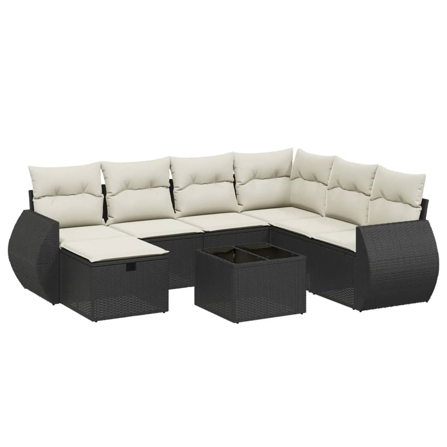 8-Delige Loungeset Met Kussens Poly Rattan Zwart