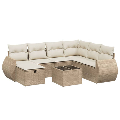 8-Delige Loungeset Met Kussens Poly Rattan Beige
