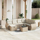 8-Delige Loungeset Met Kussens Poly Rattan Beige