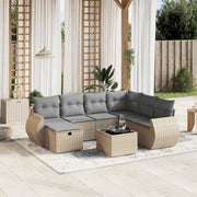 Loungeset 8-delig poly rattan gemengd beige