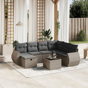 Loungeset 8-delig poly rattan grijs