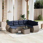 8-piece garden lounge set with cushions, grey poly rattan