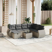 Loungeset 8-delig poly rattan lichtgrijs