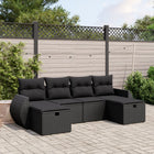 Loungeset 6-delig poly rattan zwart