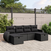 Loungeset 6-delig poly rattan zwart