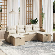 Loungeset 6-delig poly rattan beige