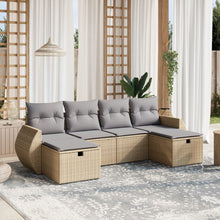 6-Delige Loungeset Met Kussens Poly Rattan Gemengd Beige