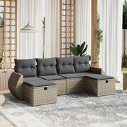 Loungeset 6-delig poly rattan grijs